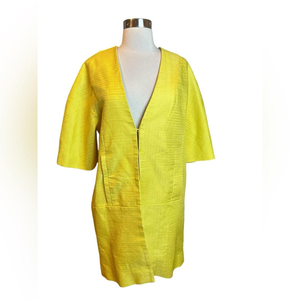 Mischen Women’s Topper Jacket Size 8 Yellow Ramie Cocoon Minimalist